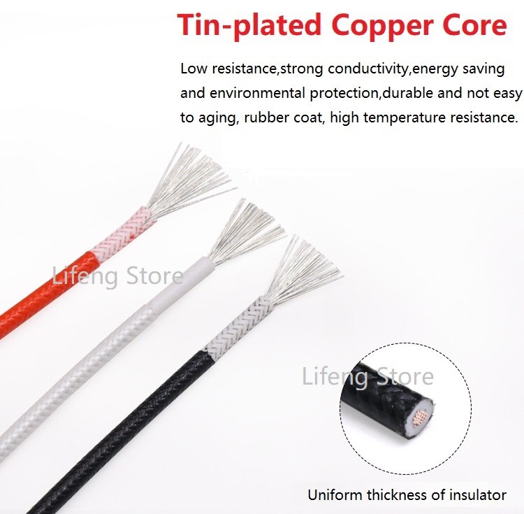 Square 1mm Silicone Rubber Wire Braided Electric Hotline Glass Fiber High Temperature 250Deg.C OFC Copper DIY Heating Cable