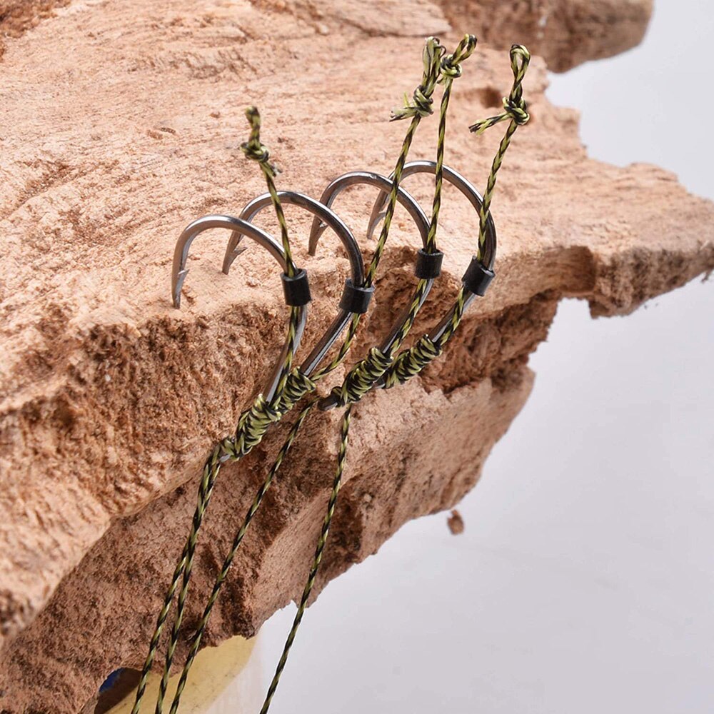 24/48Pcs Ready Made Carp Rigs Barbed Fishing Hook Link with Braided Line Tied Rigs Feeder Leader Carp Fishing Tackle