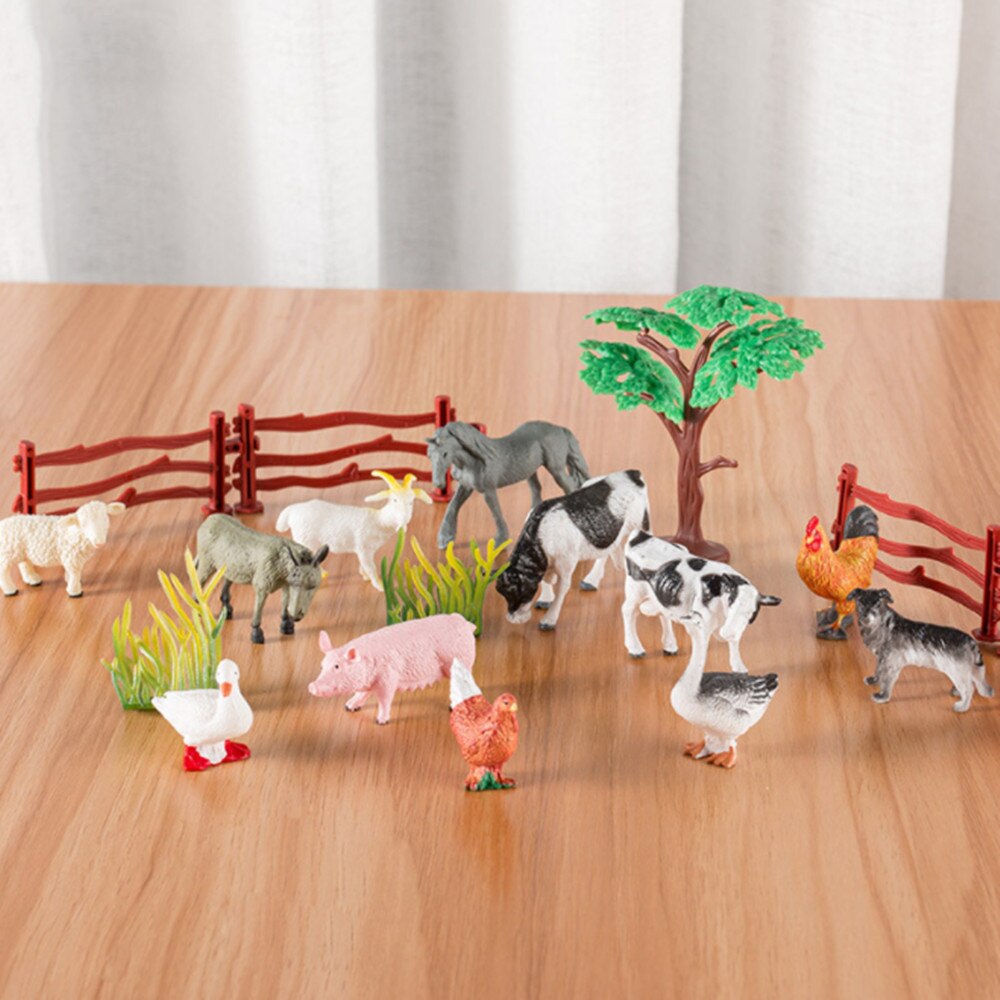 Bucketed animal model realistic appearance animal toy set vinyl plastic animal learning toy boy girl forest sea animal toy set