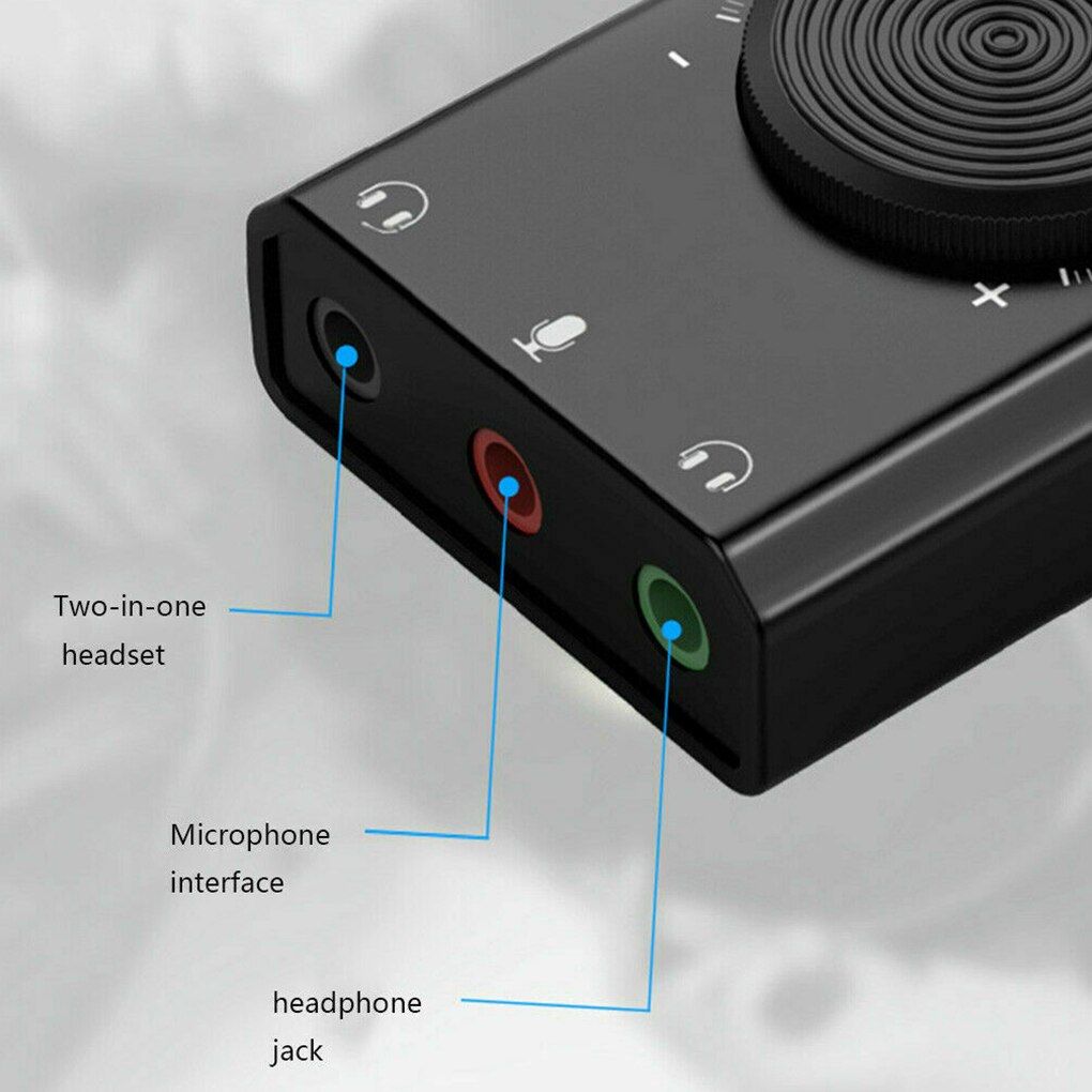 USB External Sound Card Microphone Earphone 2 in 1With 3 Port Output Volume Adjustable Computer Accessories For Windows Mac