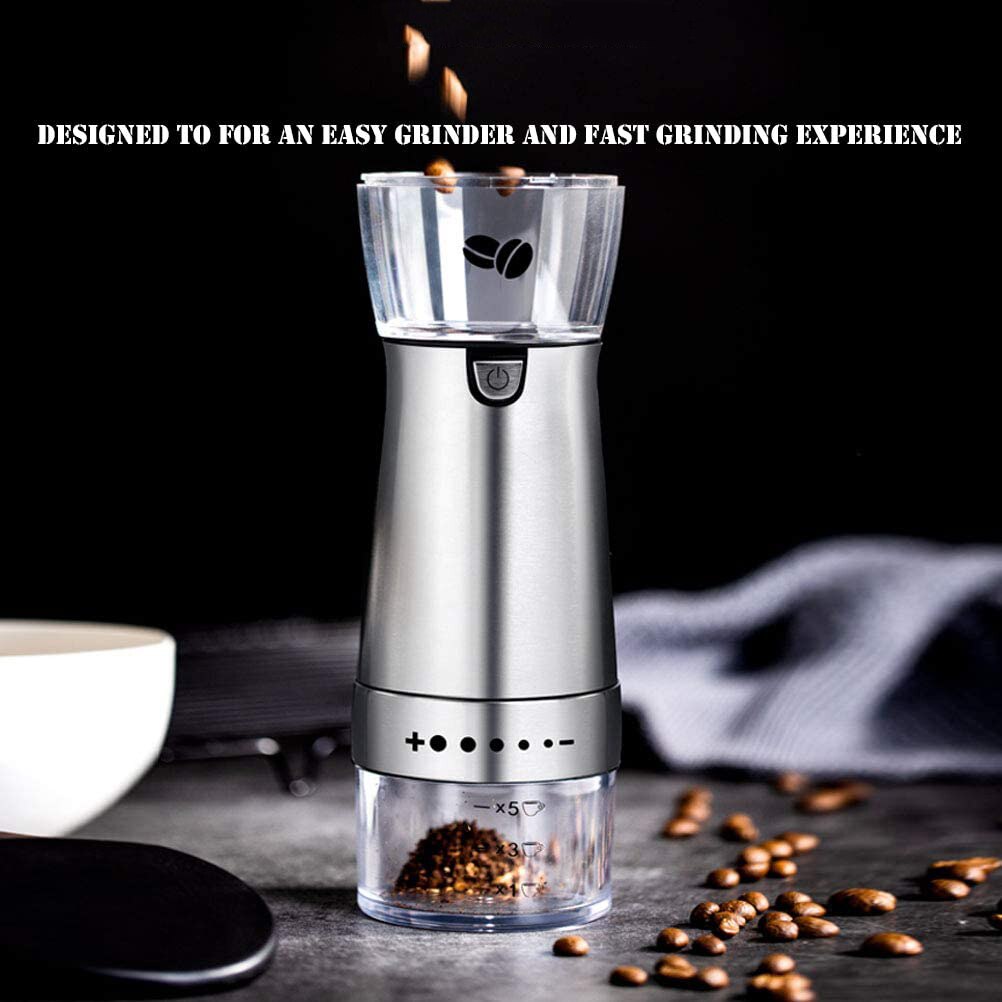 Electric Handheld Coffee Grinder, Portable Rechargeable Burr Grinder with Adjustable Coarseness Grind Settings