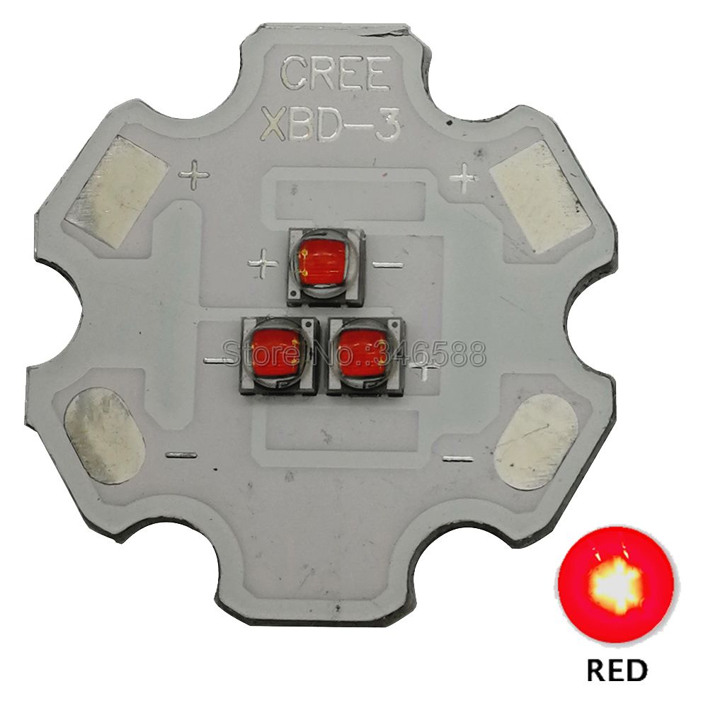 Cree XBD XB-D 3Leds Led Emitter Lamp Light White Warm White Red Green Royal Blue Yellow 9V Intergrated LED Light Source: Red