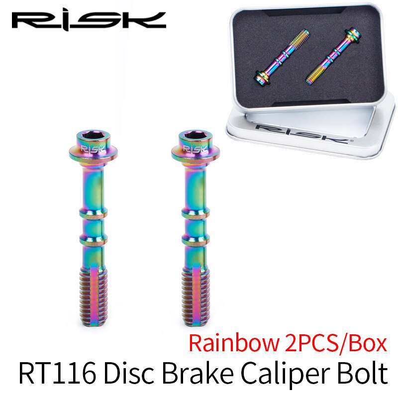 RISK-tornillos de titanio para fijación de frenos de disco de bicicleta, pinza hidráulica de aceite, manivela: Caliper Bolt-Rainbow