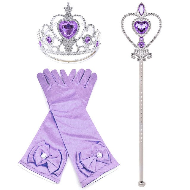 Elsa Prinses Accessoires Handschoenen Wand Kroon Sieraden Set Elsa Pruik Vlecht voor Prinses Jurk Kleding Cosplay Aankleden Sneeuwvlok: Licht Geel