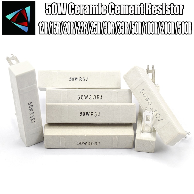 50W Ceramic Cement Resistor 12R 15R 20R 22R 25R 30R 33R 50R 100R 200R 500R
