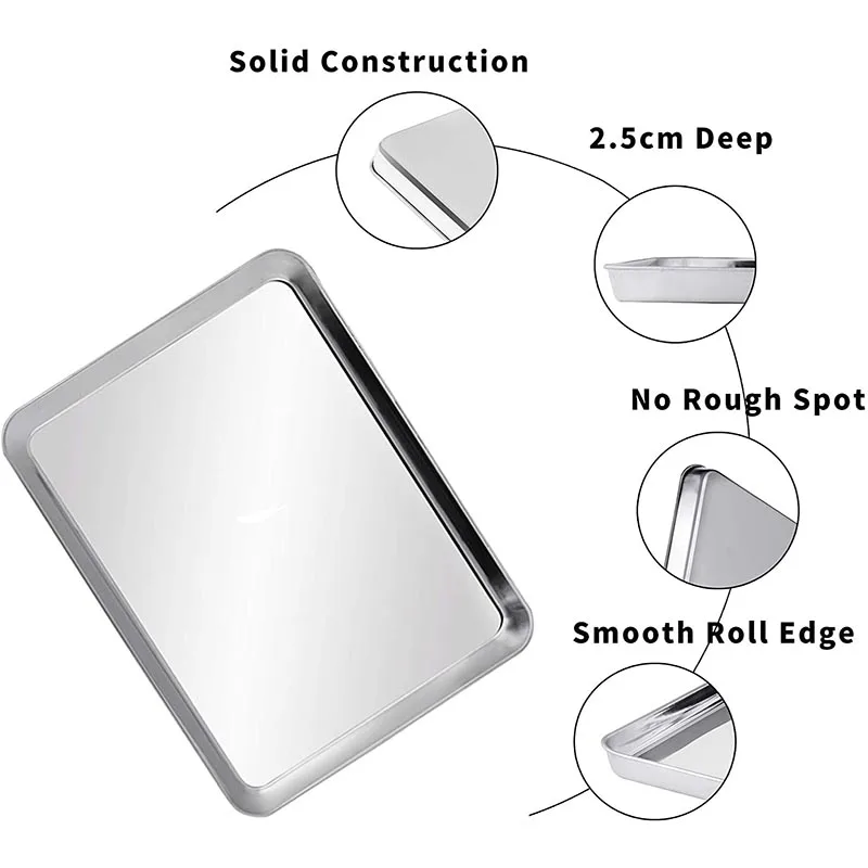 Bandeja para hornear galletas con parrilla Rectangular de acero inoxidable con rejilla de enfriamiento extraíble, utensilio de cocina, bandeja antiadherente adecuada para horno