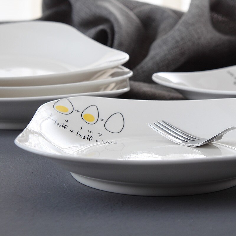 European Vintage Steak Plates Restaurant Breakfast Plate Dinnerware Set Brief Strip Dinner Trays Ceramic Salad Pasta Dishes