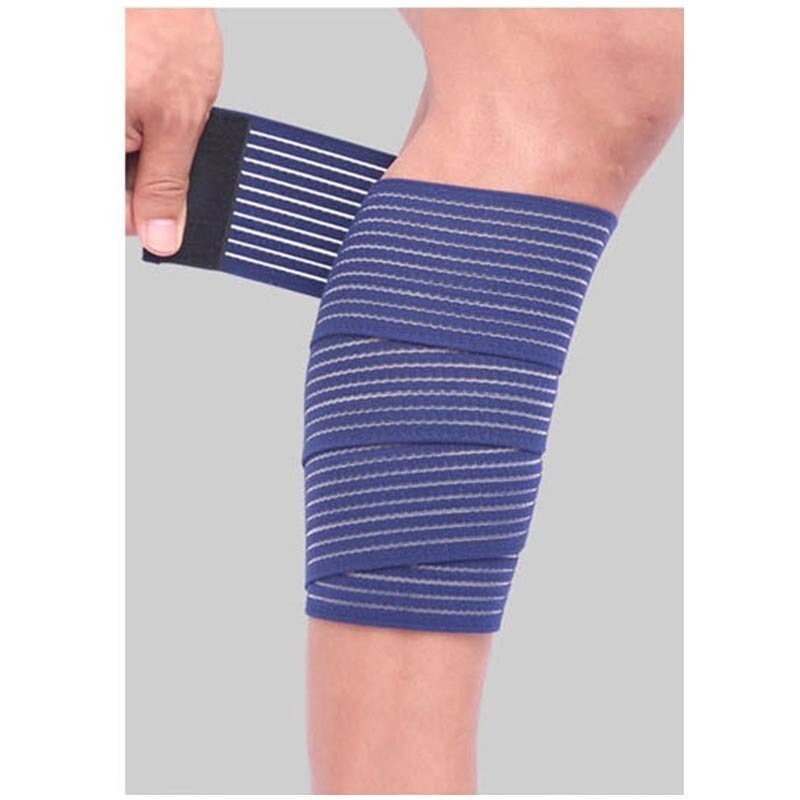 Multi-purpose 90cm fitness sport skinnebensbeskytter underbensbeskytter lægskaft beskyttelse bandage bælte bånd knæpude til mænd kvinder: Blå
