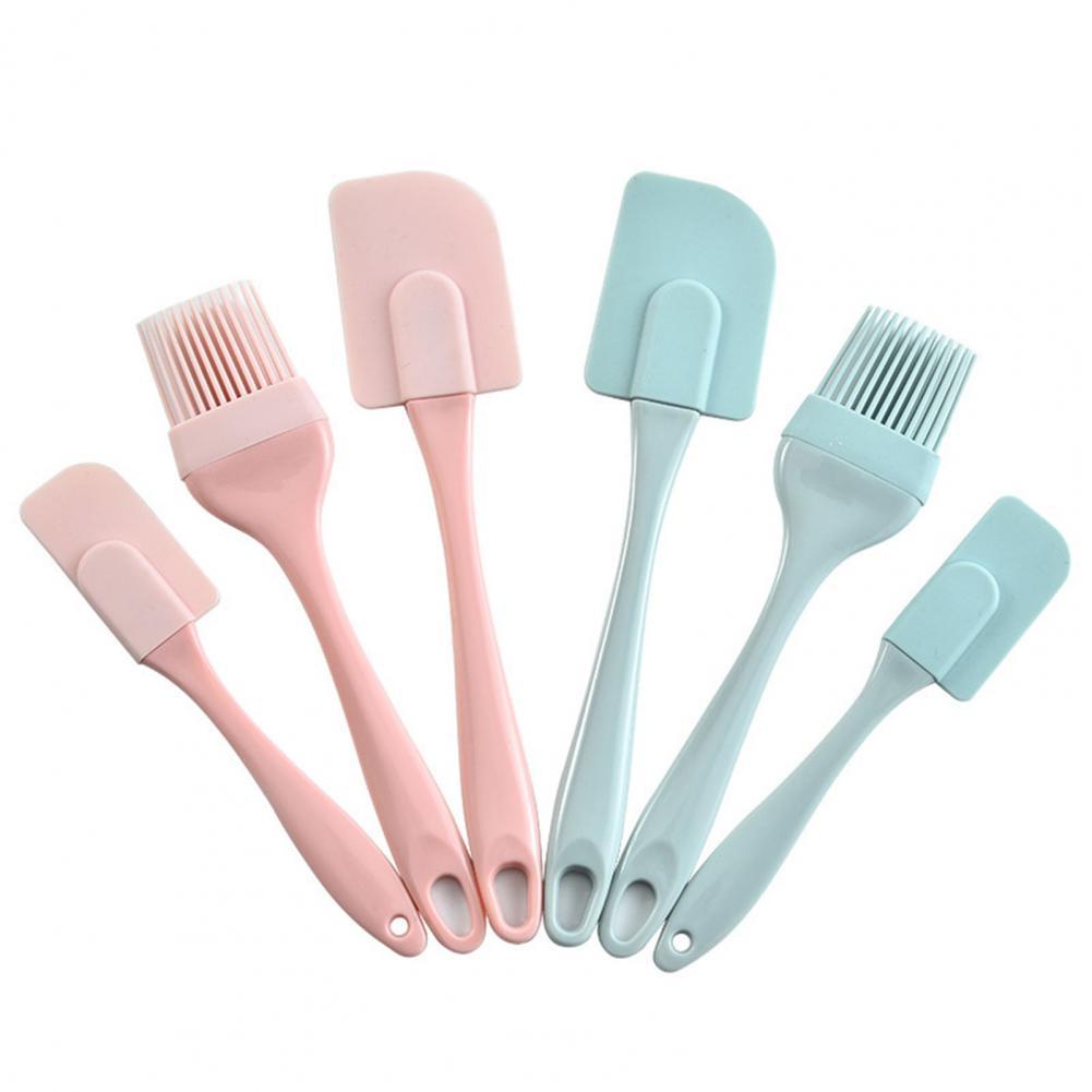 3Pcs/Set Kitchen Utensils Cooking Supplies Multi Purpose Blue/Pink Cake Spatula Baking Tools Silicone/PP Non-stick for Kitchen