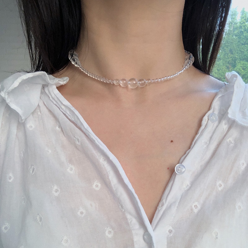 Huanzhi gennemsigtig akryl harpiks knyttet vedhæng halskæde  s925 lang kæde halskæde til kvinder piger bryllup smykker