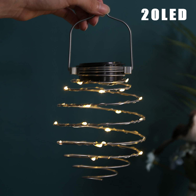 Lampe LED Solaire en Spirale, Lanternes Créatives d'Art en Fer, pour l'Extérieur, le Jardin, le Porche, le Chemin, la Cour: Marron