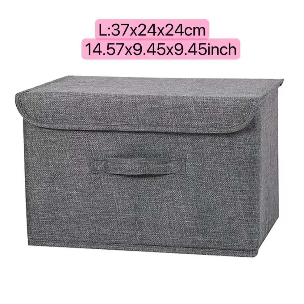 Portable Storage Basket with Lid Folding Storage Box Container Bins Household Home Supplies Non-woven Fabric Storage Organizer: WHITE