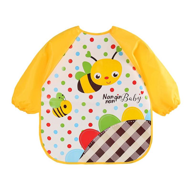 cartone animato Impermeabile unisex Del bambino maniche lunghe anti-vestirsi Alimentazione abbigliamento A Manica Lunga arte Animale Grembiule Bavaglini vestiti di colorazione: Bee