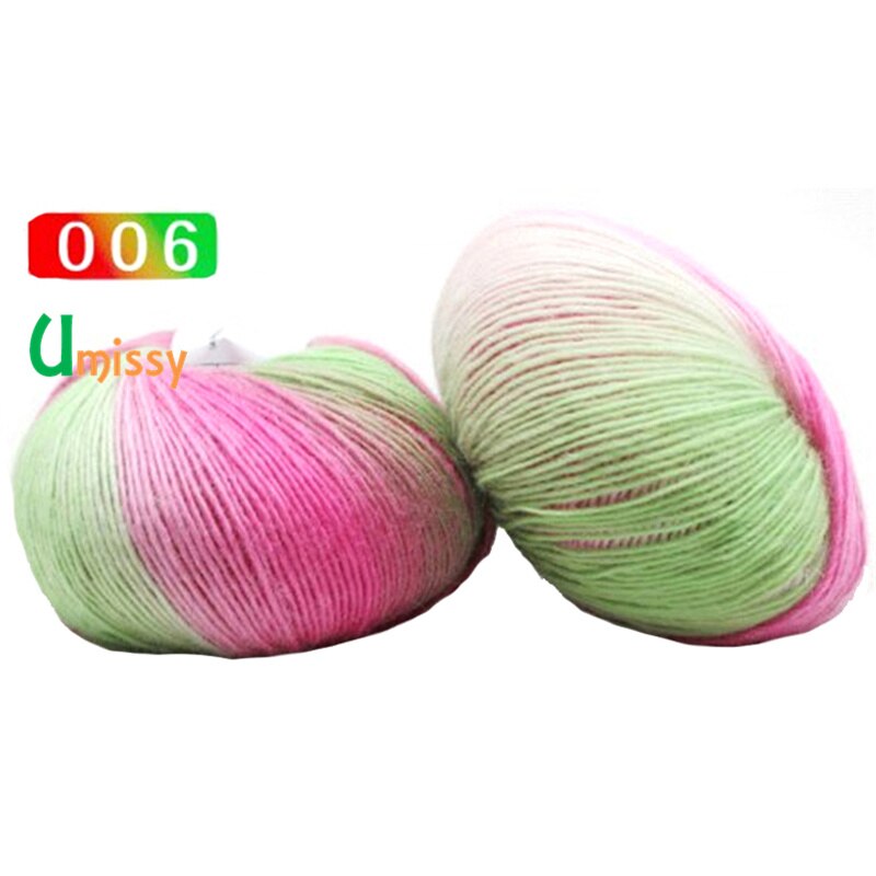 2pcs Cashmere Yarn Knitted Chunky Hand-Woven Woolen Rainbow Colorful Knitting Scores 100% Wool Yarn Needles Crochet Weave Thread: 2pcs 06