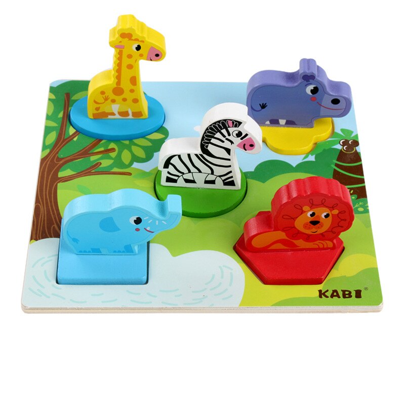 3D Wooden Animal Traffic Puzzle - Hand Grasp Board - Educational Toy for Toddlers Boys Girls: Red