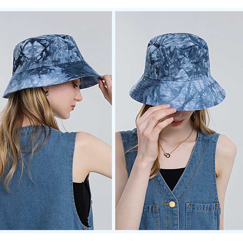 Moda lato damska czapka rybaczka krawat barwnik okap kapelusz rybaka bawełna odkryty składany czapka na basen oddychająca przenośna para pion kapelusz