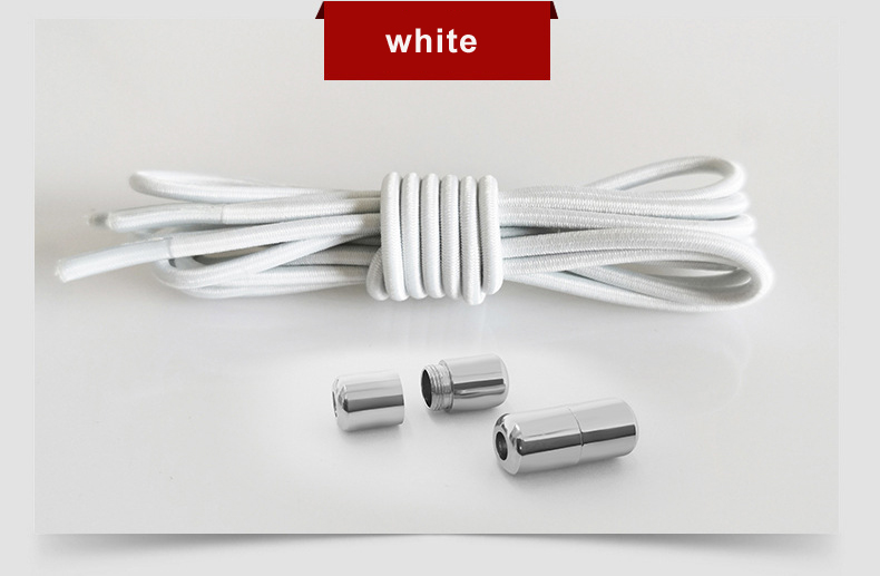 Elastic Shoelaces Round Locking No Tie Shoe Laces Quick Lazy Laces Rubber Sneakers Shoelace for Kids Adult Shoe Laces No Tie: white