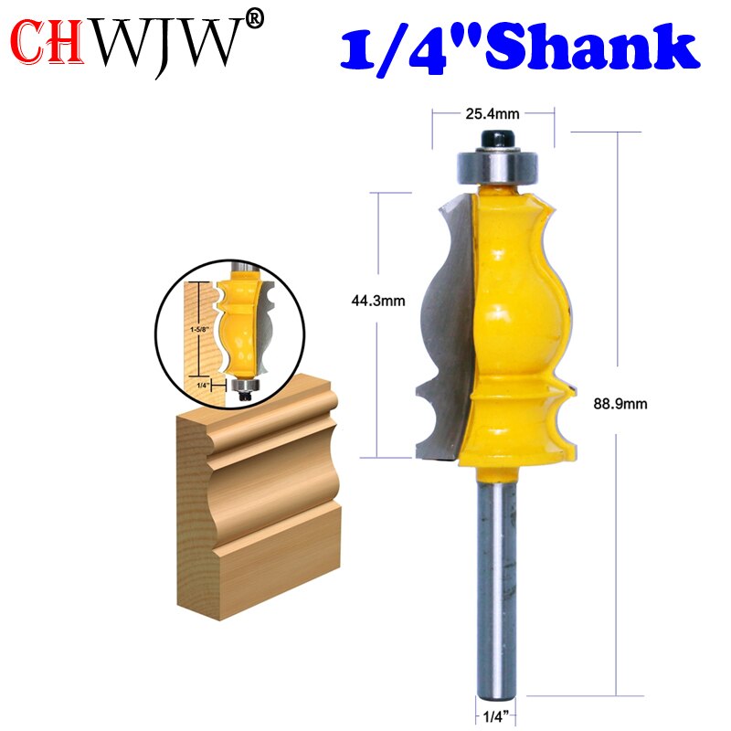 CHWJW 1PC 6mm 1/4-Inch Shank Architectural Molding Router Bit Carbide Sculpture Fishtail Cutter Woodworking Shape Cutter Tool: 6.35mmShank