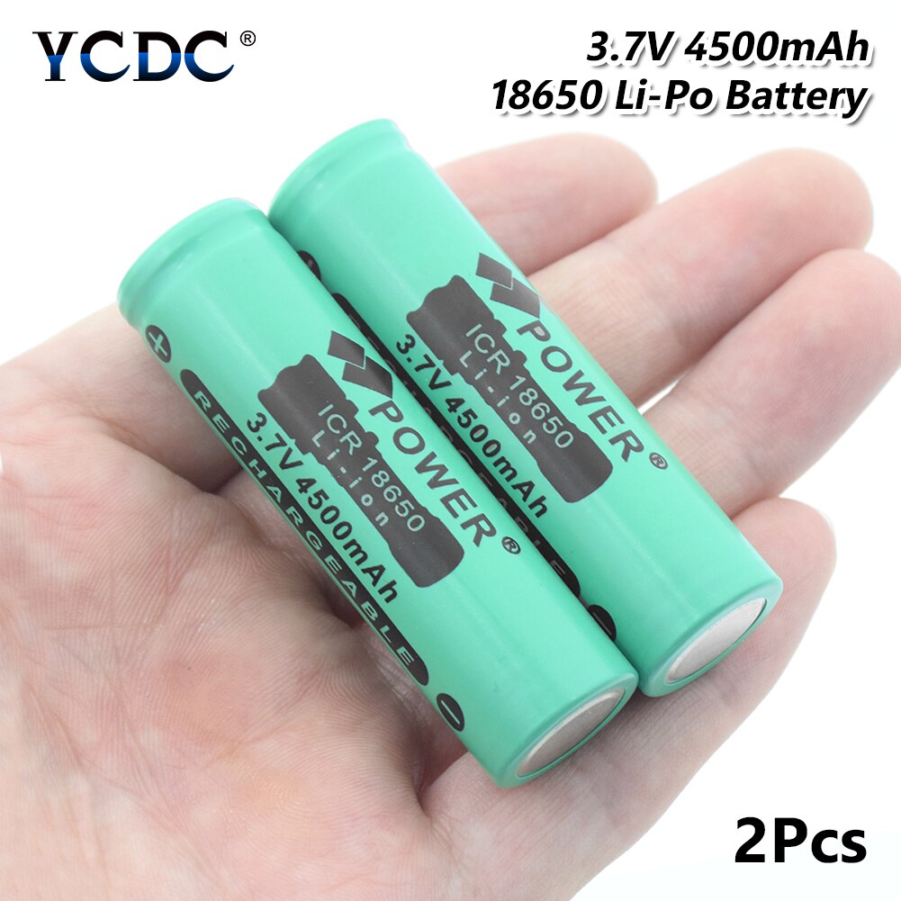 3.7V 4500mAh 18650 Rechargeable Li-ion Battery for LED Torch Flashlight electronic product 18650 batteries: 2 Pcs