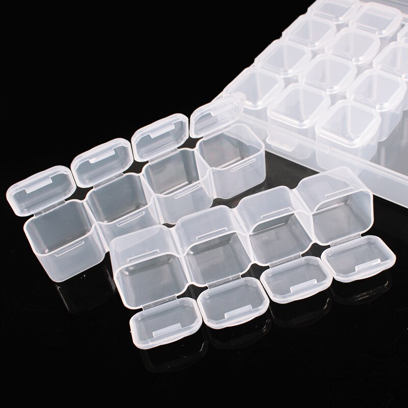 Clear Plastic 28 Slots Sieraden Kralen Organisator Houder Opbergdoos Vrouwen Strass Nail Art Gereedschap Case Display Stand #233811