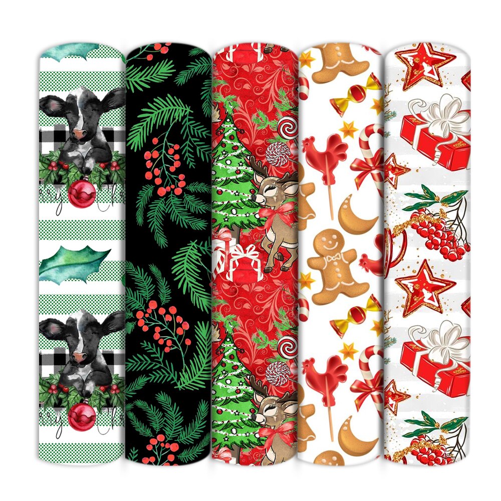 50*140cm 5 diseños/juego, medio metro Navidad poliéster algodón Fabic set hogar textil costura acolchado ropa DIY,c12649