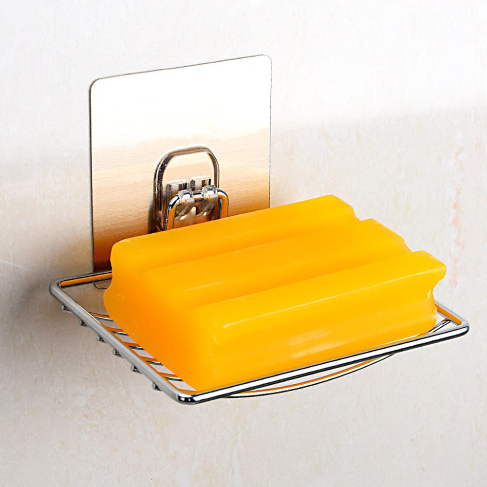 Rustfrit stål sæbeopbevaringsholder selvklæbende opbevaring sæbestativplade sliver brusebad til køkkenbadeværelset tilbehør