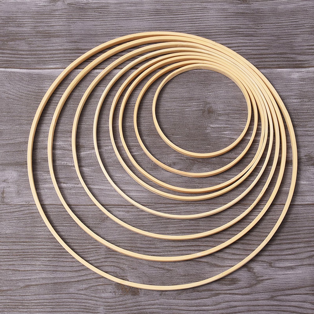 10 pièces 15cm/20cm/23cm/26cm attrapeur de rêves anneau broderie cerceau bambou cercle rond en bois bricolage Art artisanat point de croix outils
