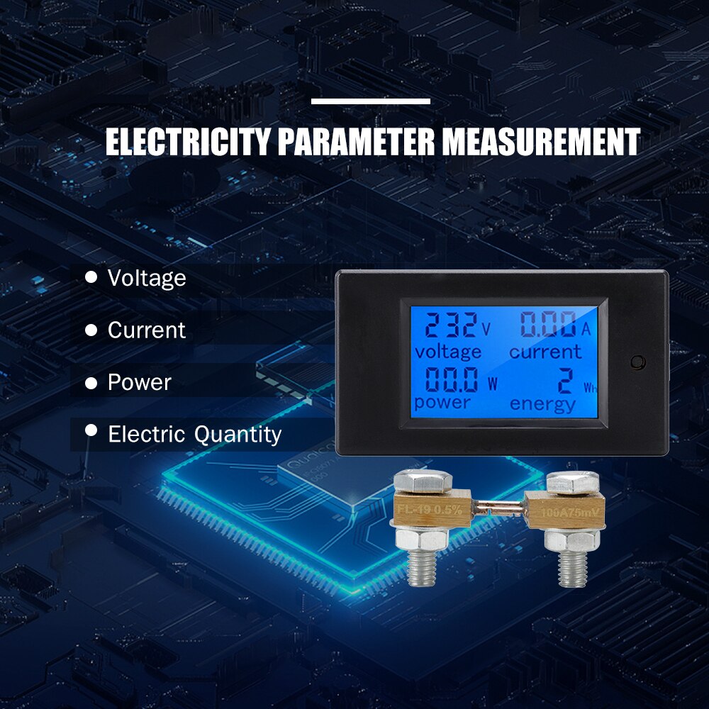 Digital Display Power Meter Multifunctional DC Voltage Power Meter Galvanometer Electricity Meter Power Detector Coulometer