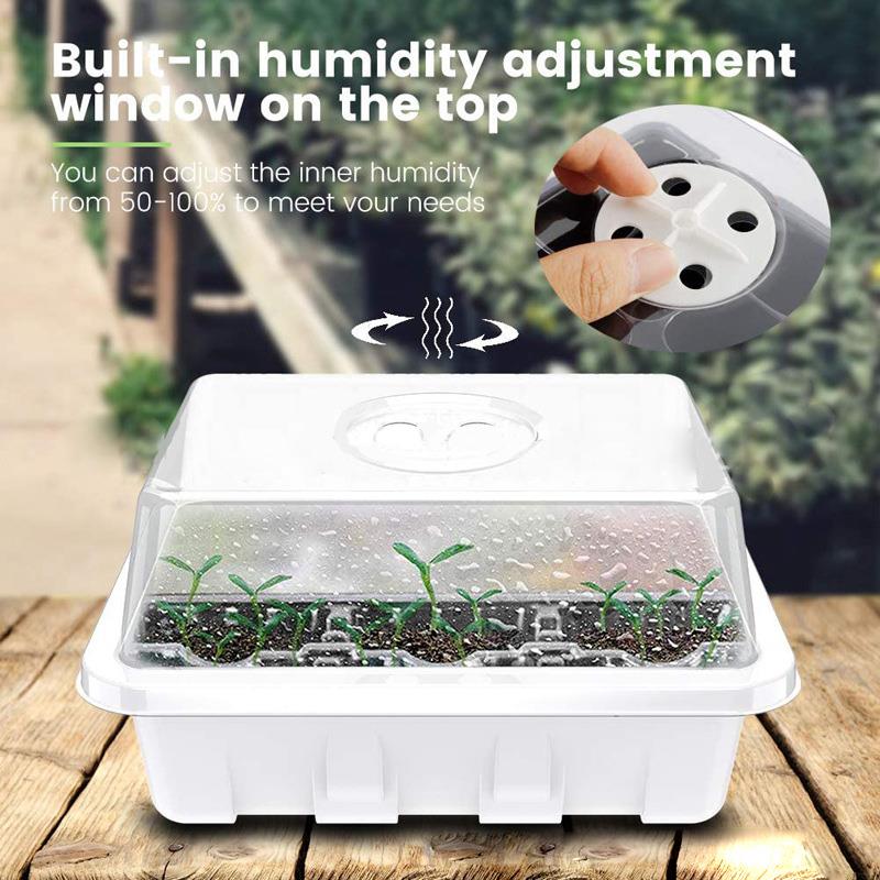 10Pcs 12 Cellen Plant Zaad Lade Grow Box Verstelbare Plant Starter Set Met Koepel En Base Kas Transparante Kwekerij grow Box