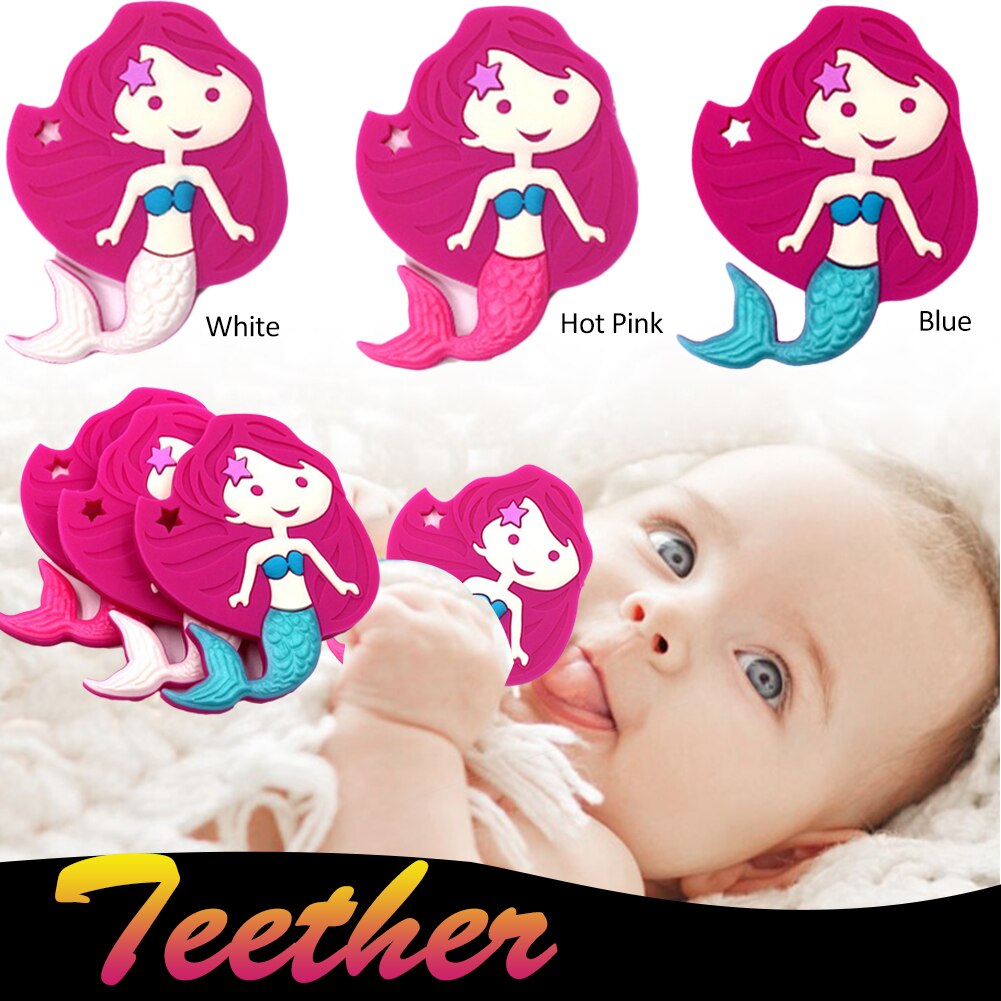 Baby Molaren Stange Baby Silikon BeißRing Spielzeug Lebensmittel Klasse Silikon Material Neue Material Ist Nicht Leicht Zu Verformen Meerjungfrau BeißRing 9*7*1cm