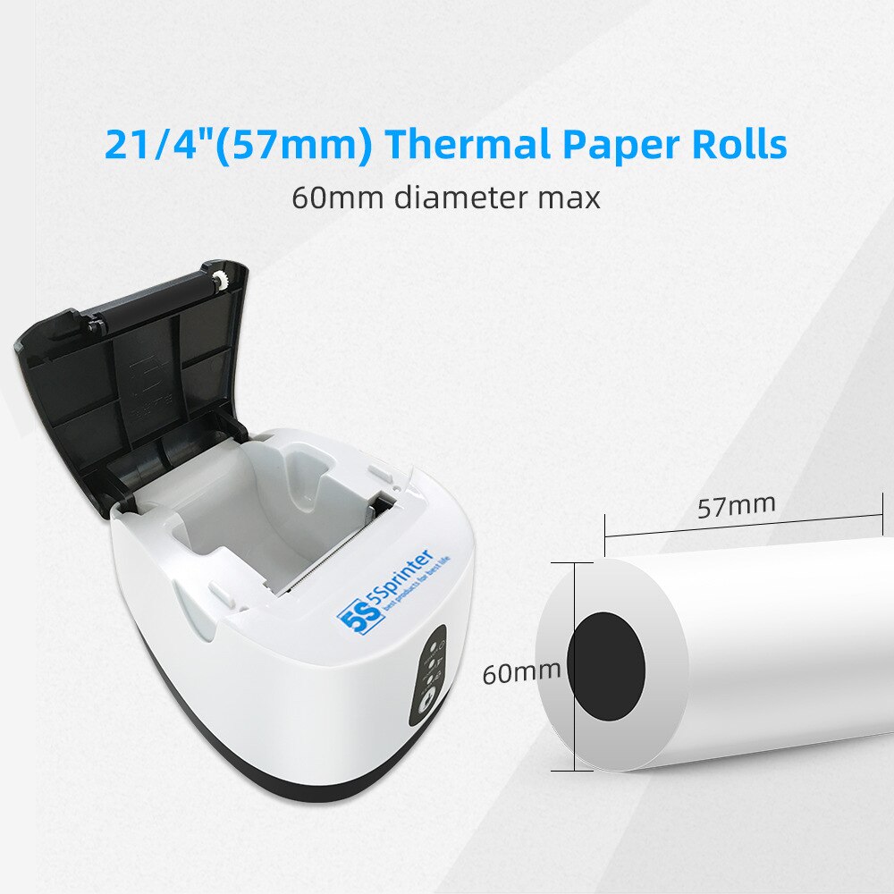 wireless thermal printer Receipt bill high speed fit 57*60 mm paper thermal printer Android IOS USB PC destop