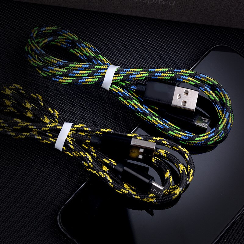 Android Data Cable Fast Charging Line Nylon Braided Aluminum 2A Charging Cable mini usb USB extension cable 1m