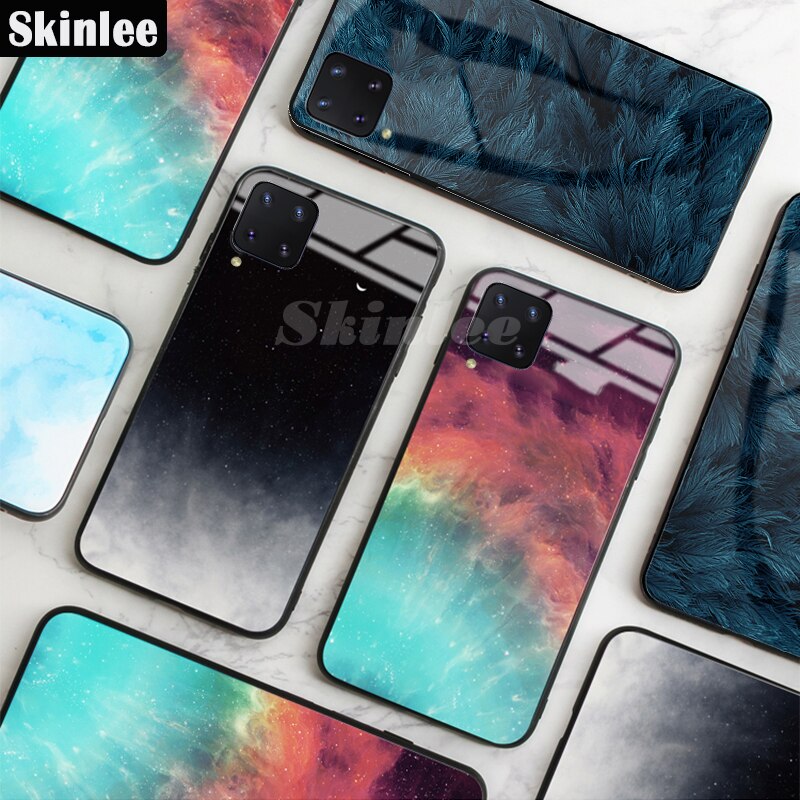 Skinlee Gehard Glas Case Voor Huawei P40 Lite Cover Marmer Print Soft Tpu Frame Shockproof Cover Voor Huawei P40 Lite case