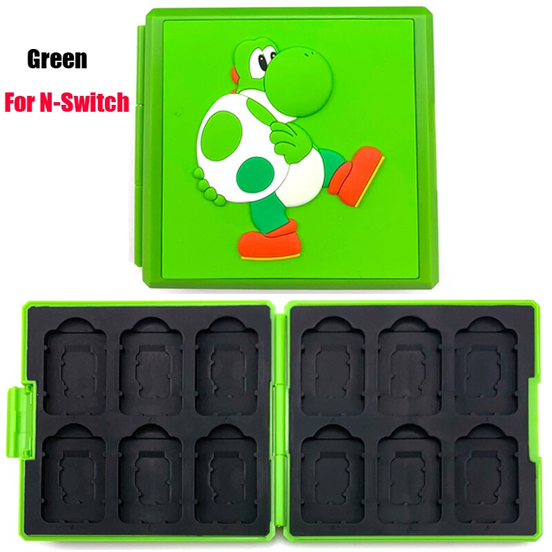 12in1 para Nintend interruptor estuche de tarjetas de juego protectora dura de la cubierta de la caja de almacenamiento para NS juegos de memoria SD /Micro SD tarjeta caso: GREEN for Switch