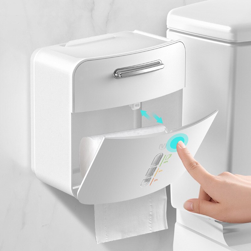 Waterproof Toilet Paper Holder Wall Mounted Roll Paper Tube Storage Box Tissue Box Shelf Bathroom Dustproof Paper Case Box