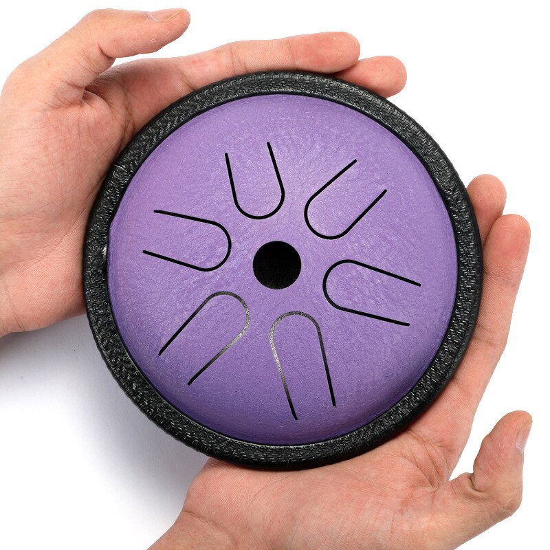 Tongue Drum Steel 5.5 Inch 6 Note Percussion Musical Instruments Hand Pan Tank Drum with Carry Bag Drumsticks for Beginner: Purple
