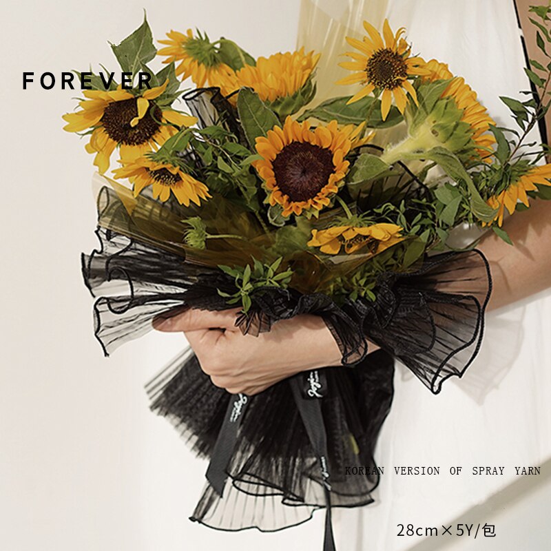 25cm*5yard Spray Yarn Flower Packaging Wave Gauze Lace Gauze Flower Shop Bouquet Floral Flower Packaging Material Net