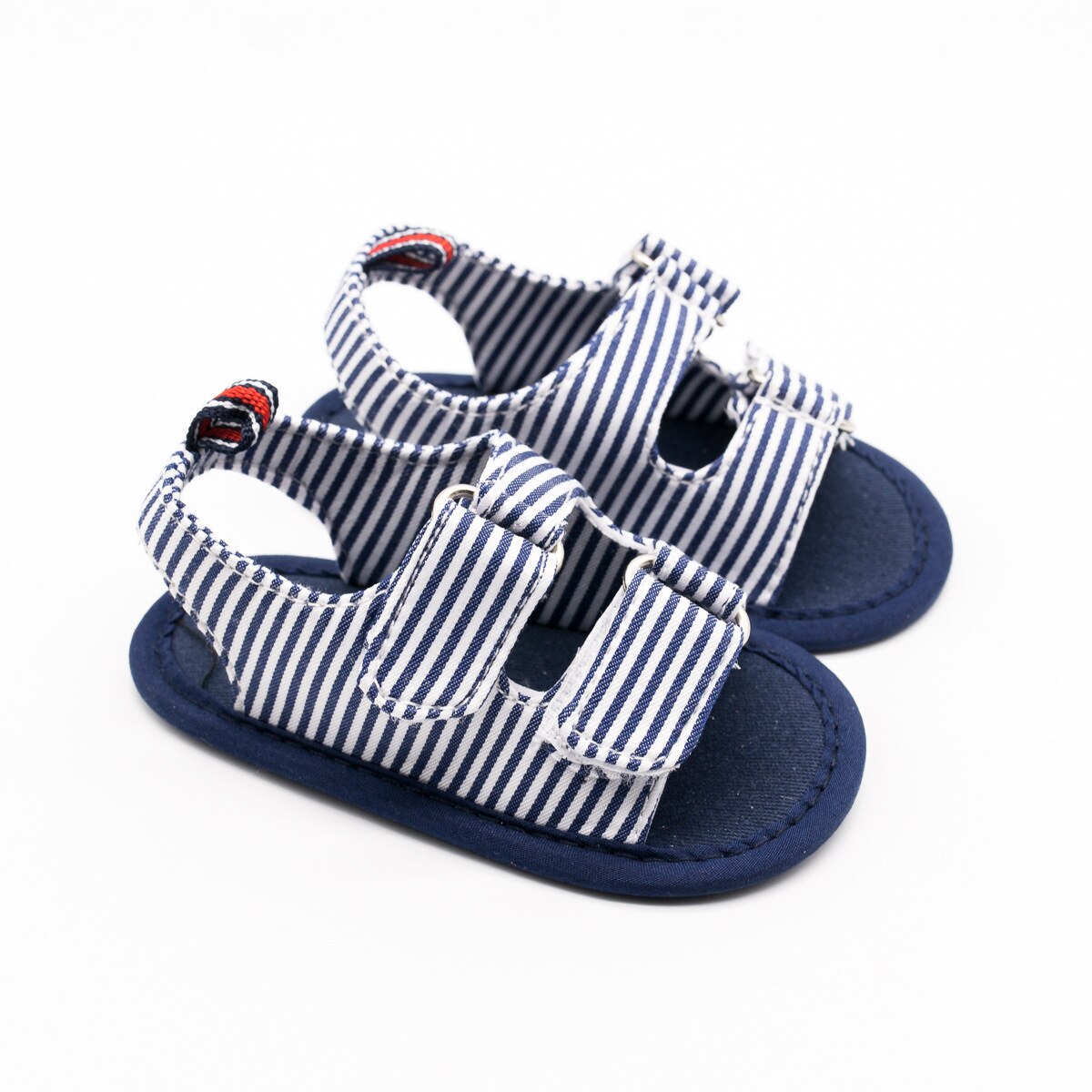 Kleinkind neugeboren Kind Baby Jungen Sommer Sandalen Geschlossen Kappe Streifen Kühlen Leinwand Weiche Sohle Kleinkind Erste Wanderer Schuhe Prewalker 3-12M: 3-6Monat