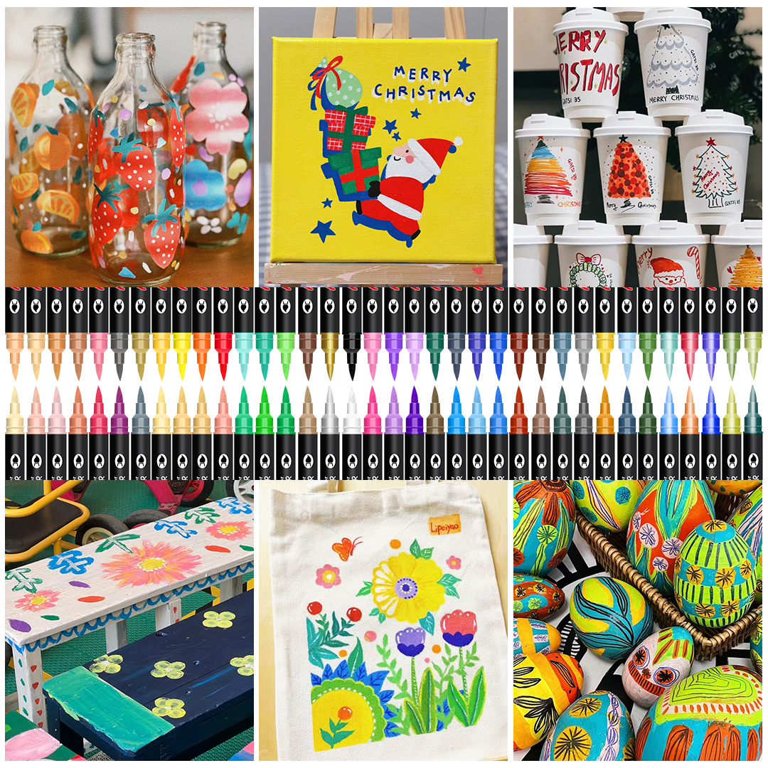 Markery akrylowe dwustronne 24/48/72 kolory, zestaw markerek artystycznych 12/24/36 sztuk, markery robić rysowania robić majsterkowania, materiały plastyczne.