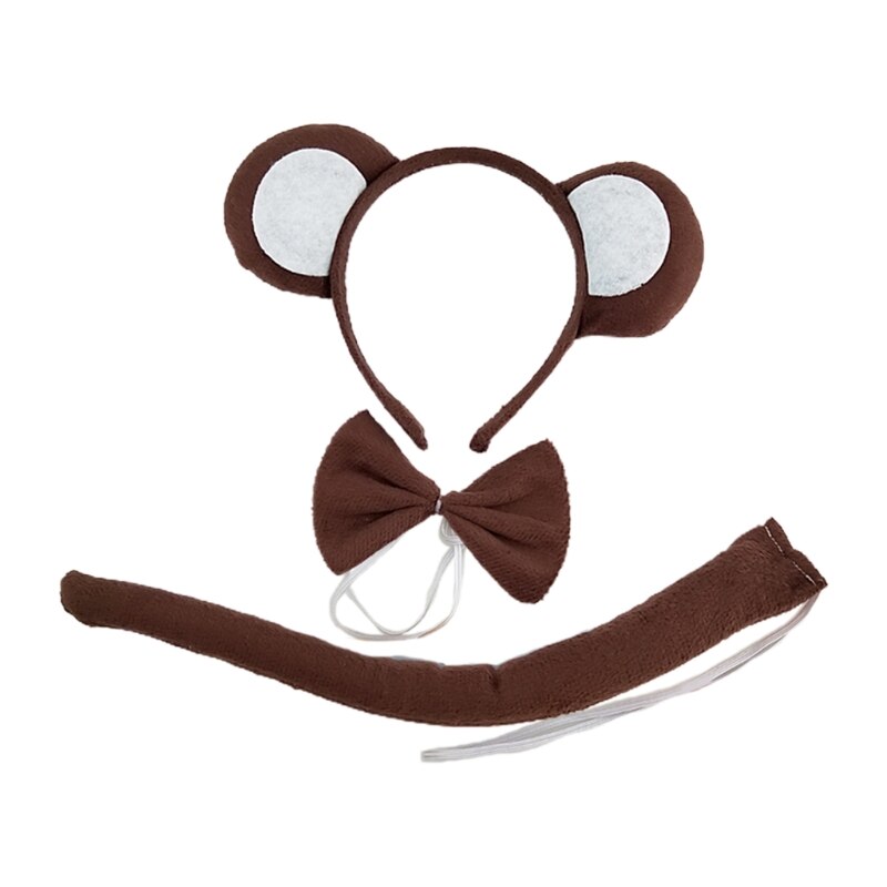 Ears Headbands Bows Tail Monkey Ears Party Decorations Cosplay Washing Face: coffee