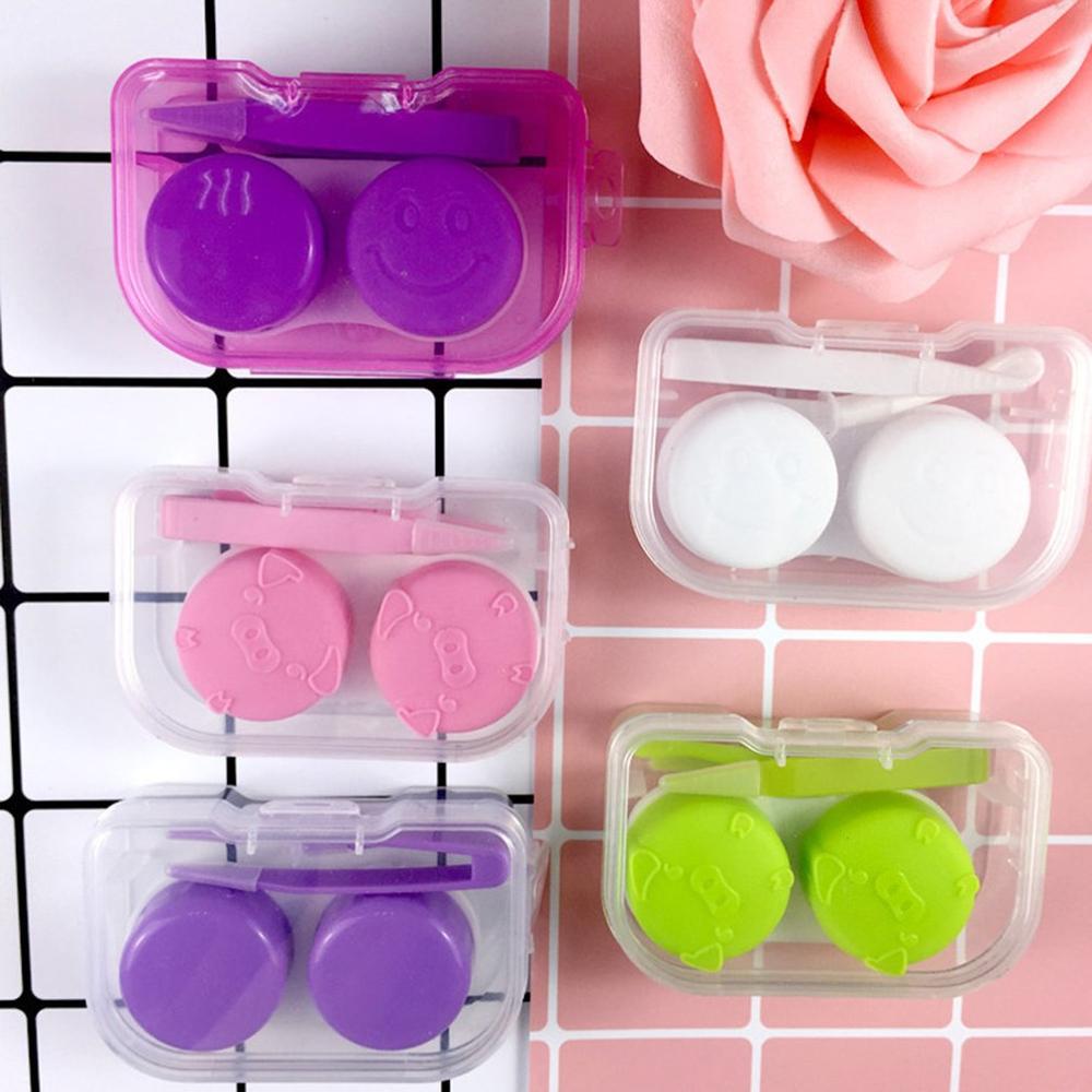 Caja de lentes de contacto de Color sólido Pp kit de cuidado ocular caja de lentes de contacto portátil caja de almacenamiento de espejo de viaje para el hogar