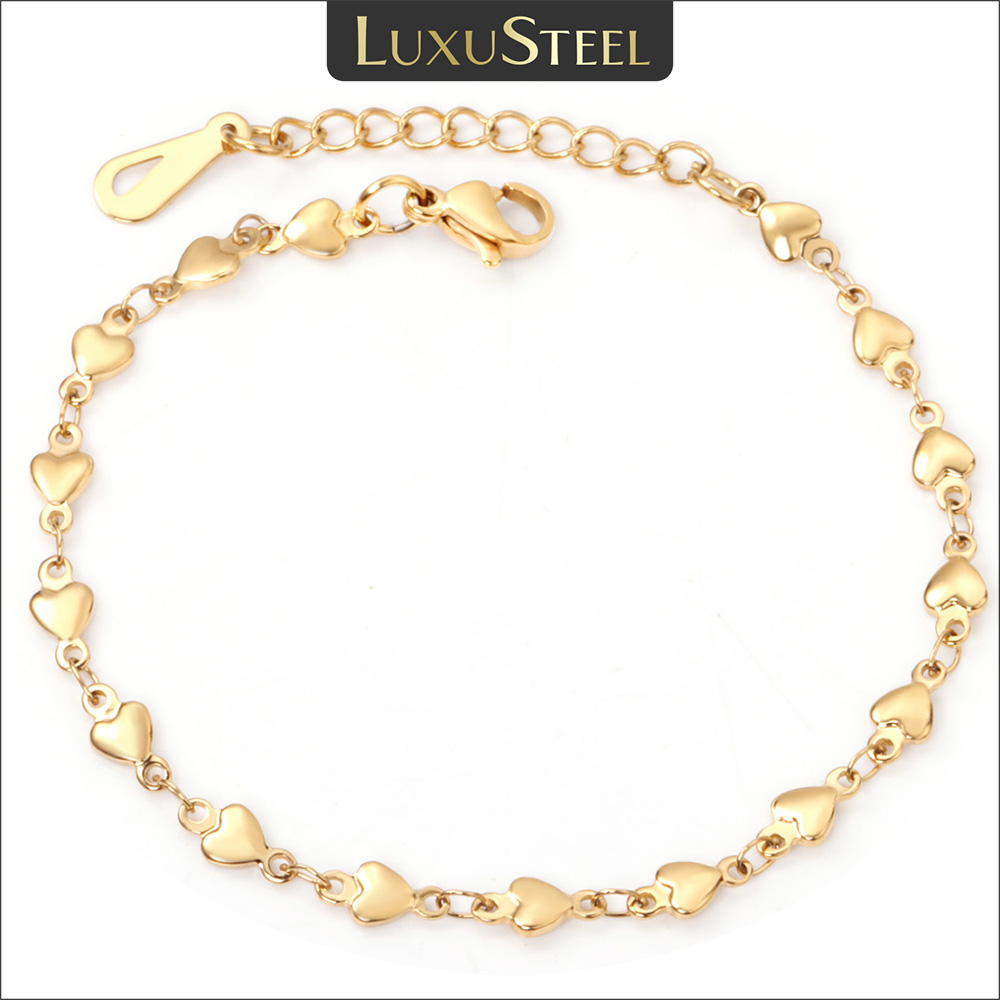 LUXUSTEEL hartvormige armband hart zelfs hart mode-sieraden roestvrij staal liefde gouden kleur verlengketting