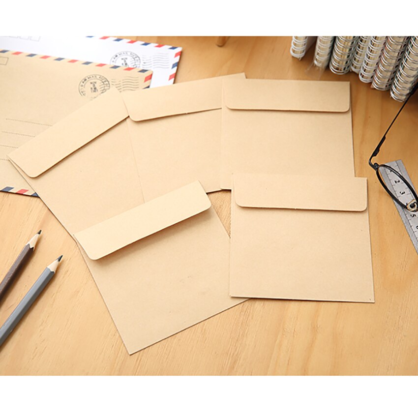 5PCS/Lot Square Kraft Paper Blank Small Envelope 10x10cm Window Envelopes for Wedding Invitation Postcards