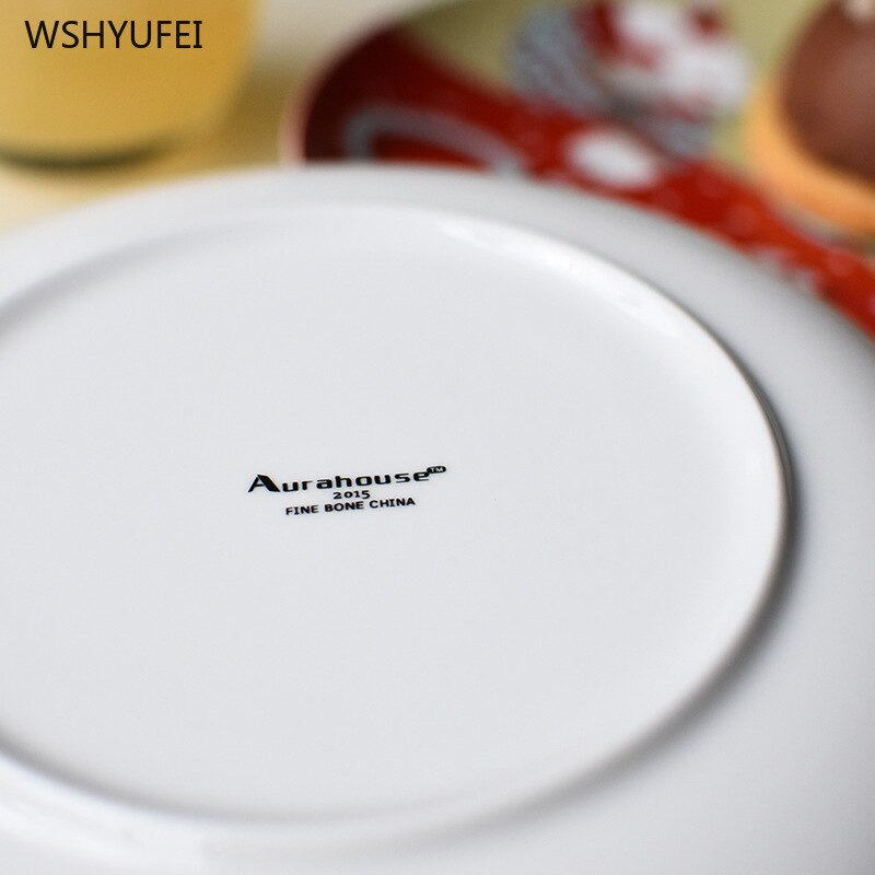 Christmas ceramic plate cartoon character hand-painted steak plate fruit snack home storage plate bone china Western plate