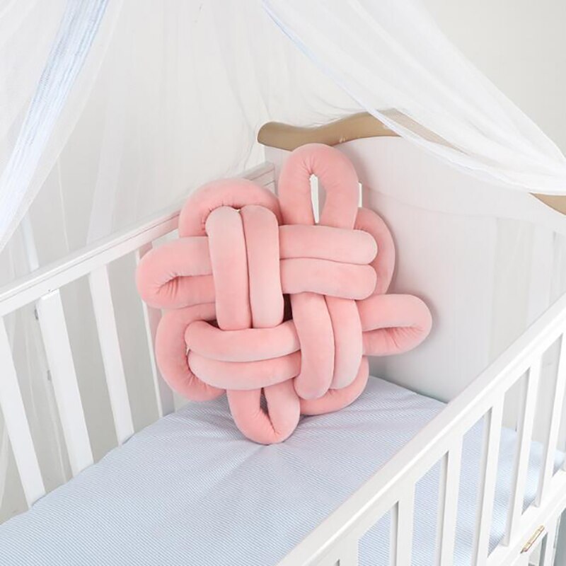 Almohada para abrazar recién nacido, cojín de cuna con nudo para bebé, parachoques tejido, almohada de protección para niños pequeños, decoración de la habitación