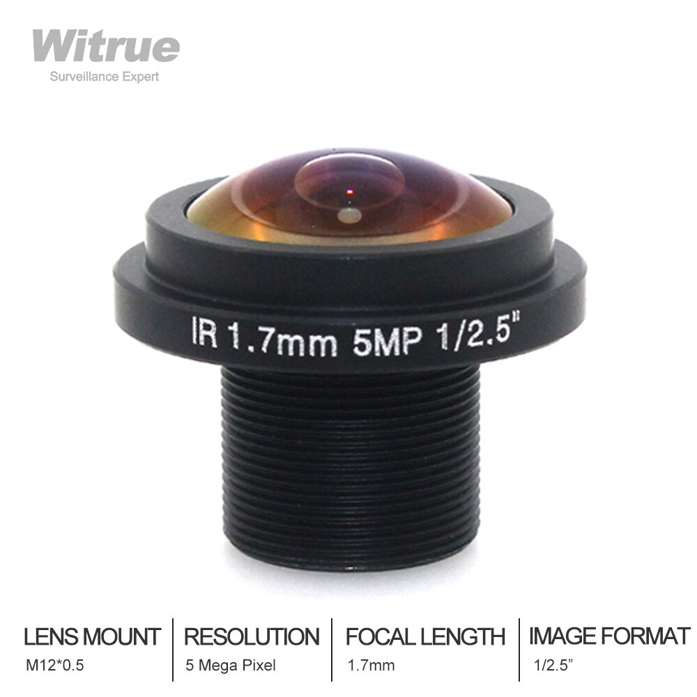 Fisheye Lens 5 Mega Pixel 1.7 Mm 180 Graden M12 F2.0 1/2.5 Voor Beveiligingscamera &#39;S