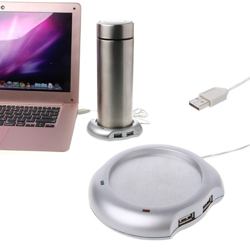 USB Tea Coffee Cup Mug Warmer Heater Pad with 4 Port USB Hub PC Laptop