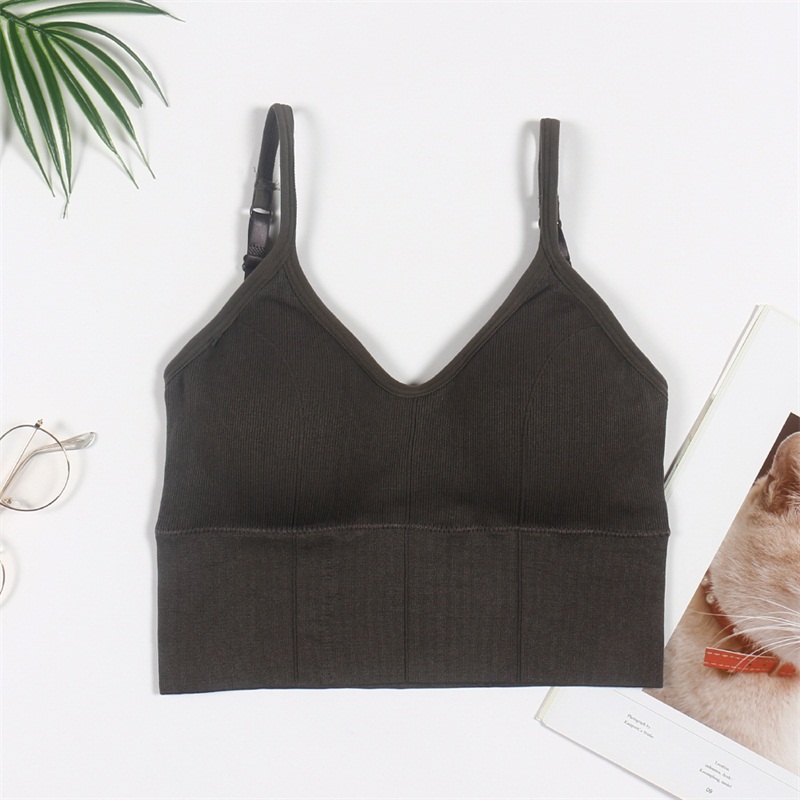 Women Sport Bra Top Black Padded Yoga Brassiere Fitness Sports Tank Top Female Sport Yoga Bra Push Up Sports Bra B0192: Grey