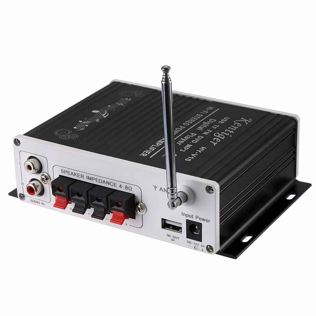 Kentiger V10 Hi-Fi klasy AB stereofoniczny odtwarzacz cyfrowy Super bas wzmacniacz Bluetooth pilot bezprzewodowy samochód głośnik Audio: black