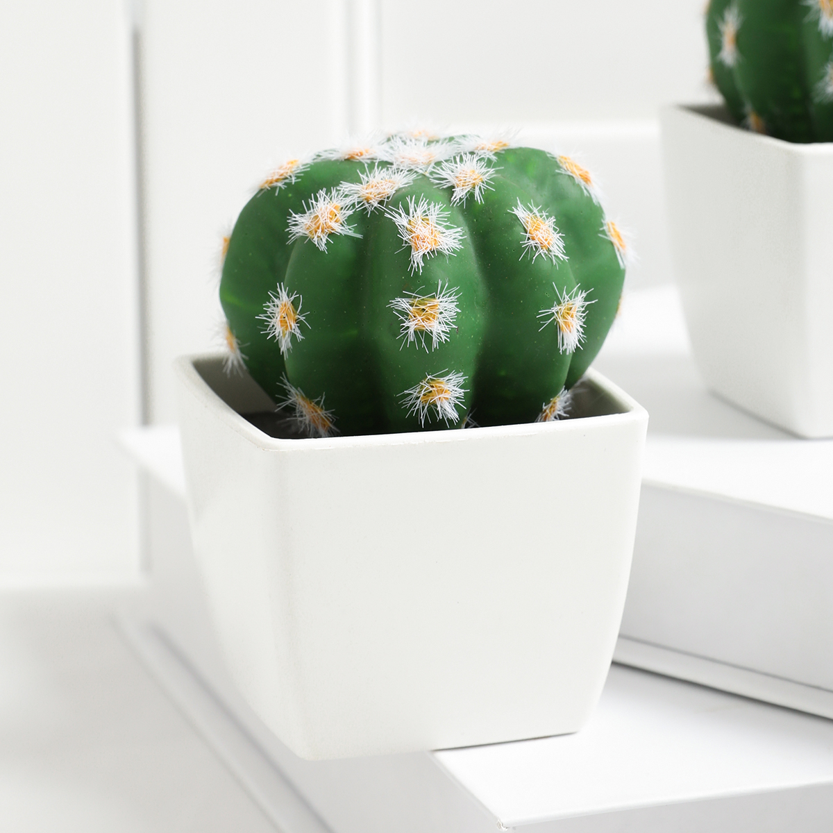 1PC- Mini prickly pear potted plant, Home decor, Home Office Hotel Homestay tabletop decoration Artificial cactus: Olive